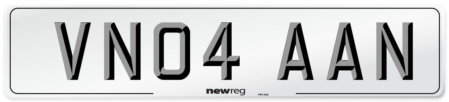 VN04 AAN Number Plate from New Reg